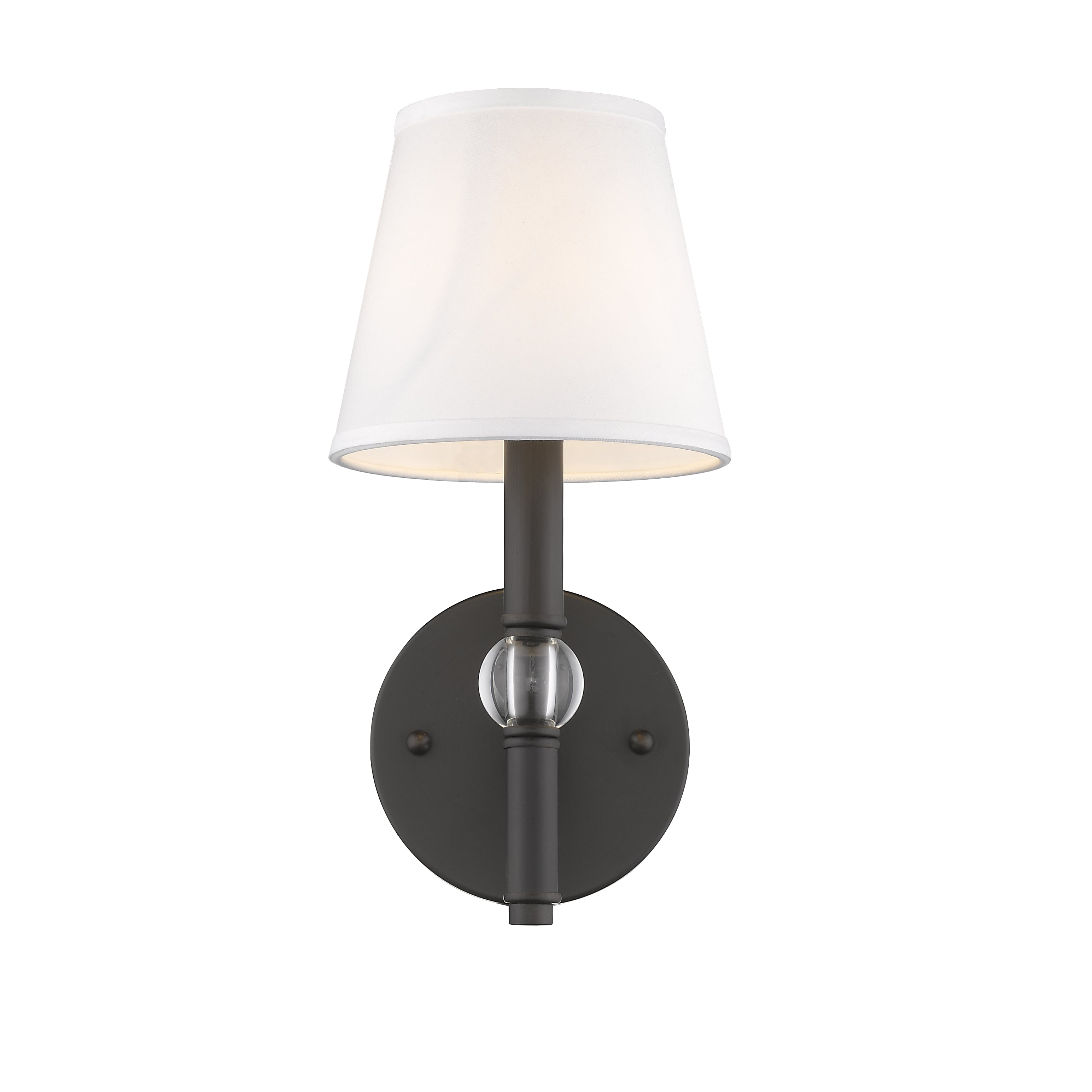 Waverly 1 Light Wall Sconce in Rubbed Bronze with Classic White Shade - Rubbed Bronze / Classic White / White - Golden Lighting