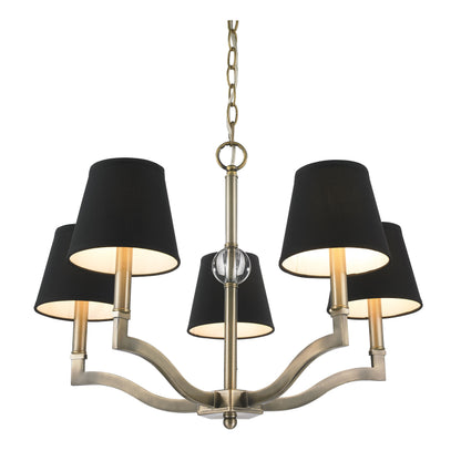 Waverly 5-light Chandelier in Aged Brass and Tuxedo Shades