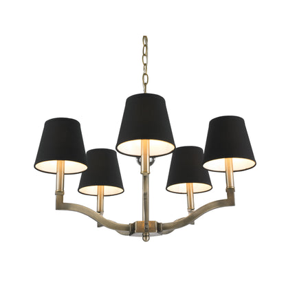 Waverly 5-light Chandelier in Aged Brass and Tuxedo Shades