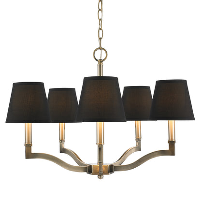 Waverly 5 Light Chandelier in Aged Brass with Tuxedo Shade - Aged Brass / Tuxedo / Black - Golden Lighting