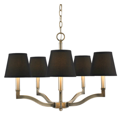 Waverly 5 Light Chandelier in Aged Brass with Tuxedo Shade - - Golden Lighting