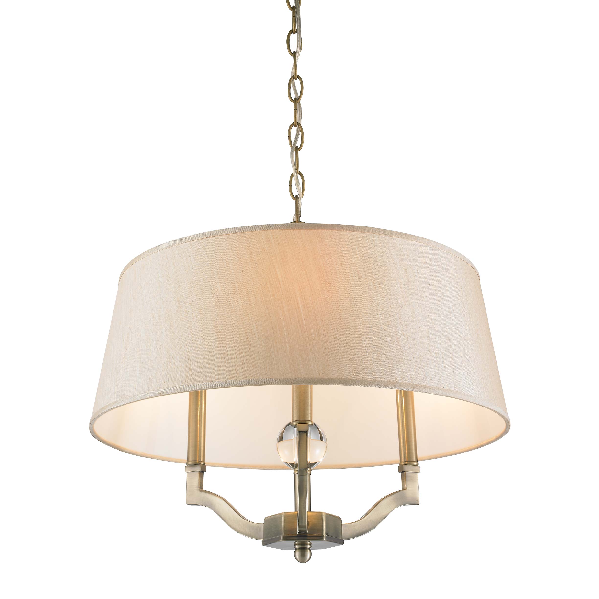 Waverly 3-light Semi-Flush Mount in Aged Brass