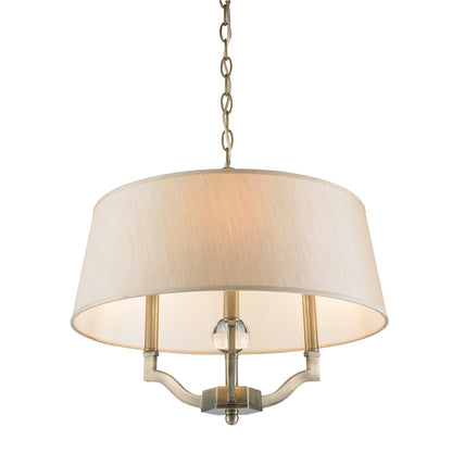 Waverly Semi-Flush (Convertible) in Aged Brass with Silken Parchment Shade - Aged Brass / Silken Parchment / Beige - Golden Lighting