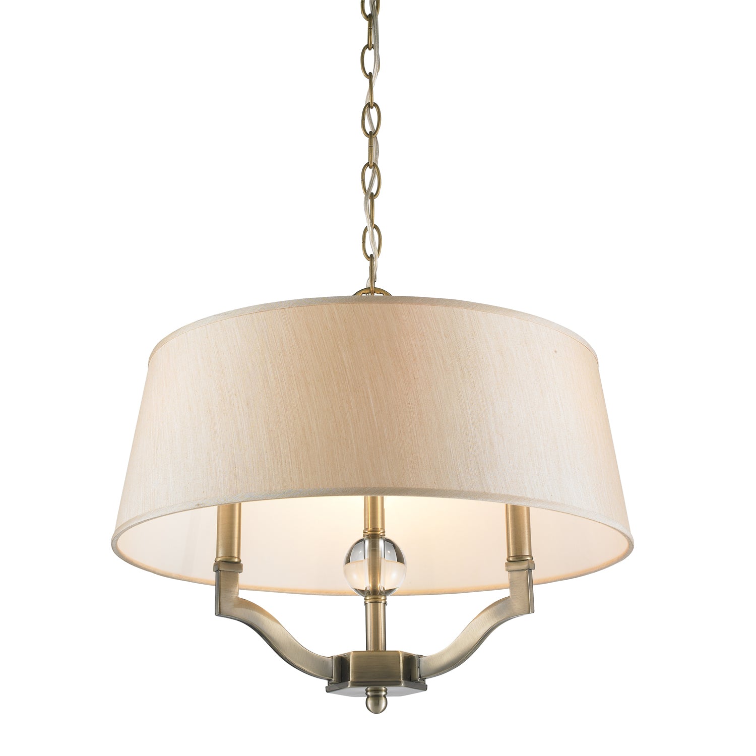 Waverly Semi-Flush (Convertible) in Aged Brass with Silken Parchment Shade - - Golden Lighting