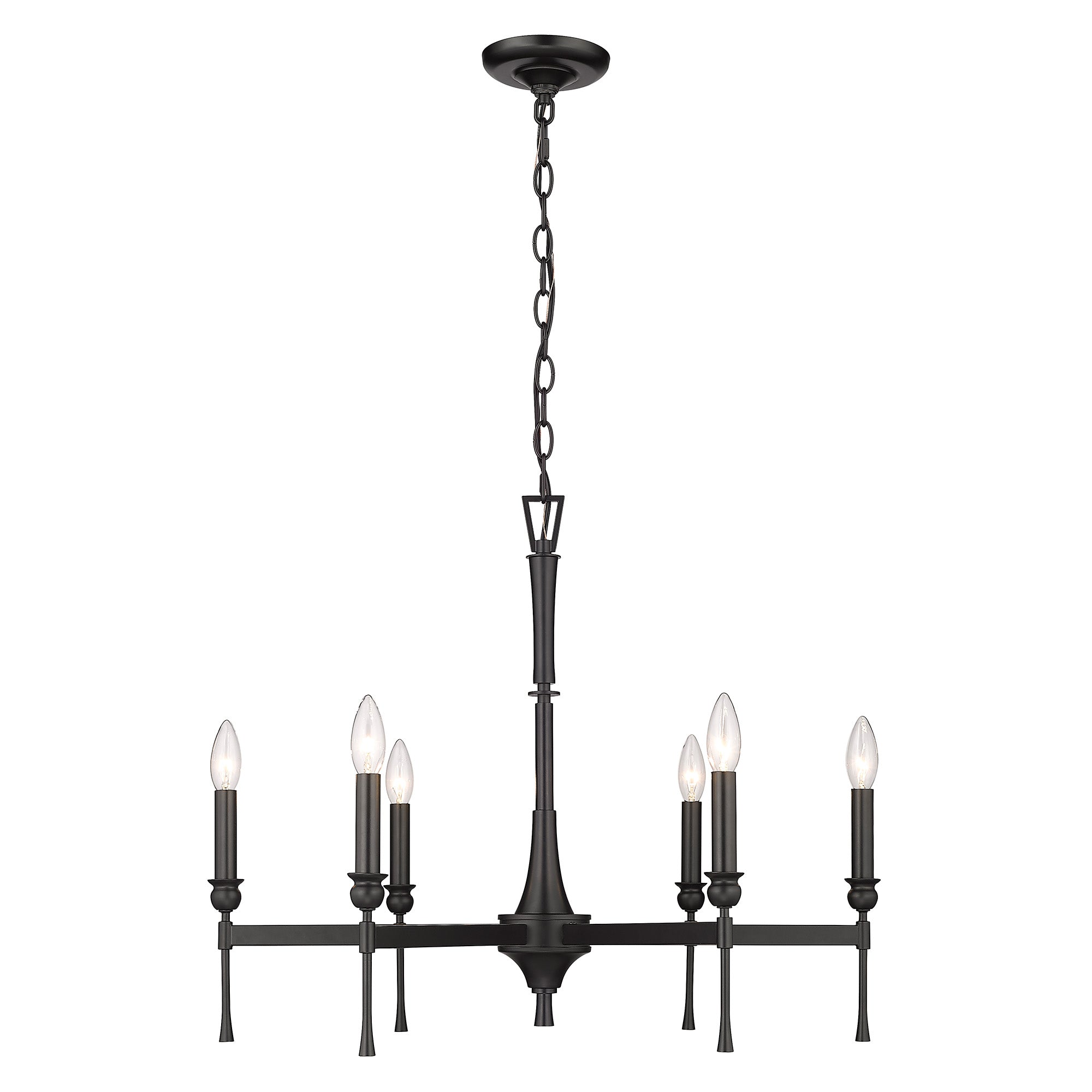 Landon 6 Light Chandelier in Matte Black - Matte Black / No Shade / NA - Golden Lighting