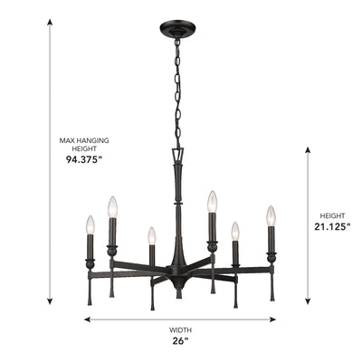 Golden Lighting Landon 6-light Chandelier in Matte Black - - Golden Lighting