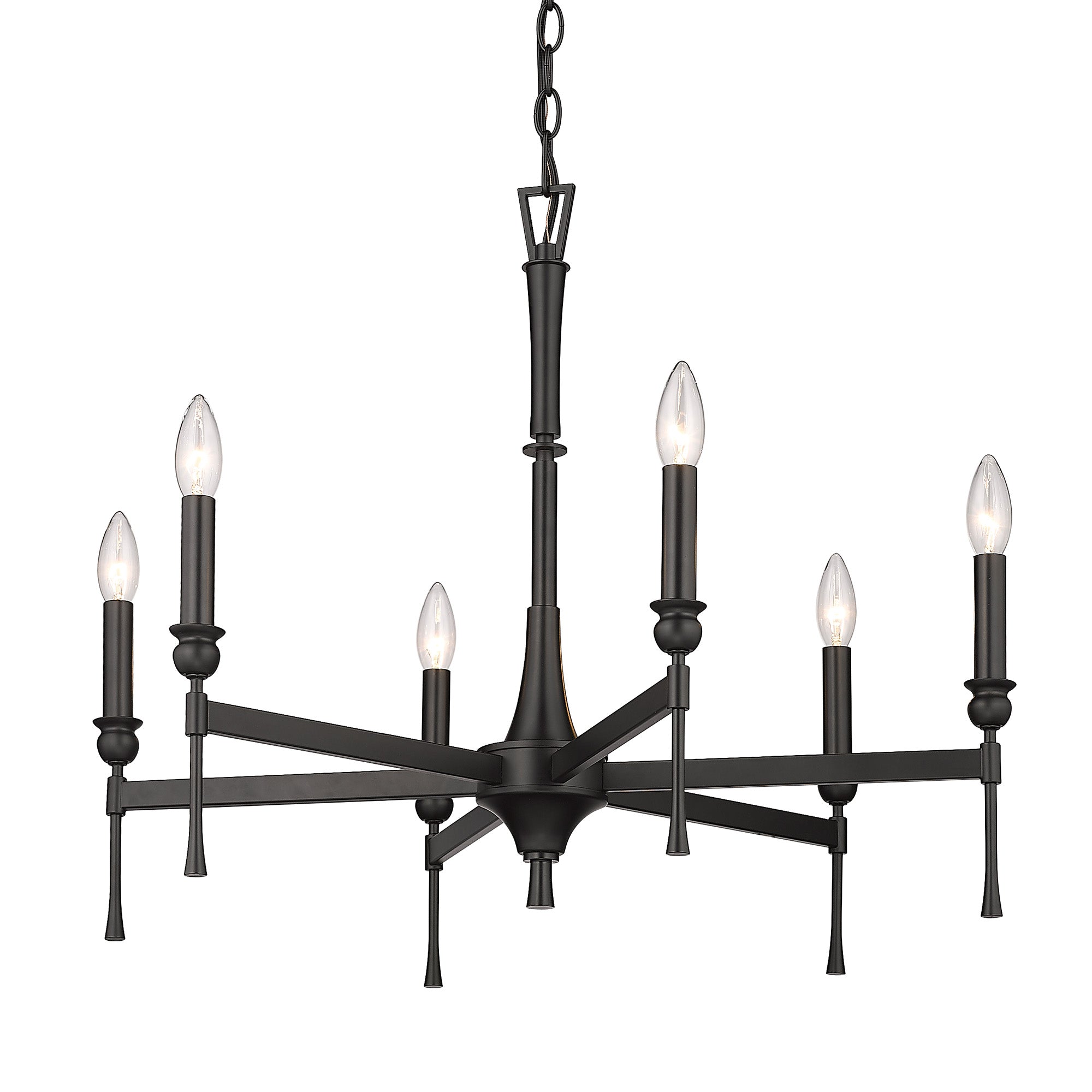 Landon 6 Light Chandelier in Matte Black - - Golden Lighting