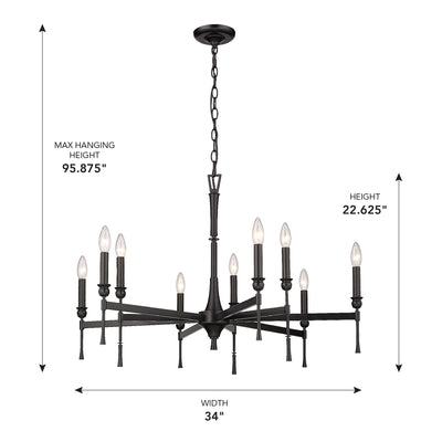 Golden Lighting Landon 9-light Chandelier in Matte Black - - Golden Lighting