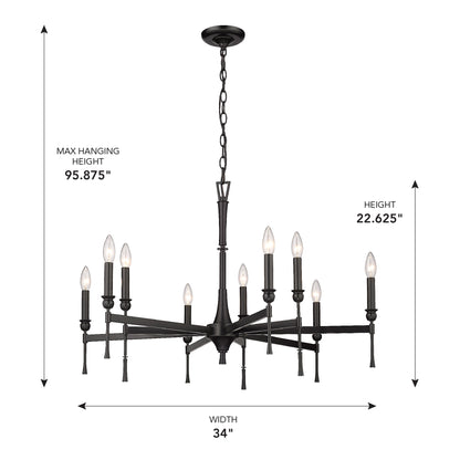 Golden Lighting Landon 9-light Chandelier in Matte Black - - Golden Lighting