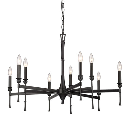 Landon 9 Light Chandelier in Matte Black - - Golden Lighting