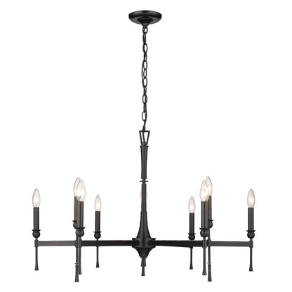 Landon 9 Light Chandelier in Matte Black - Default Title - Golden Lighting