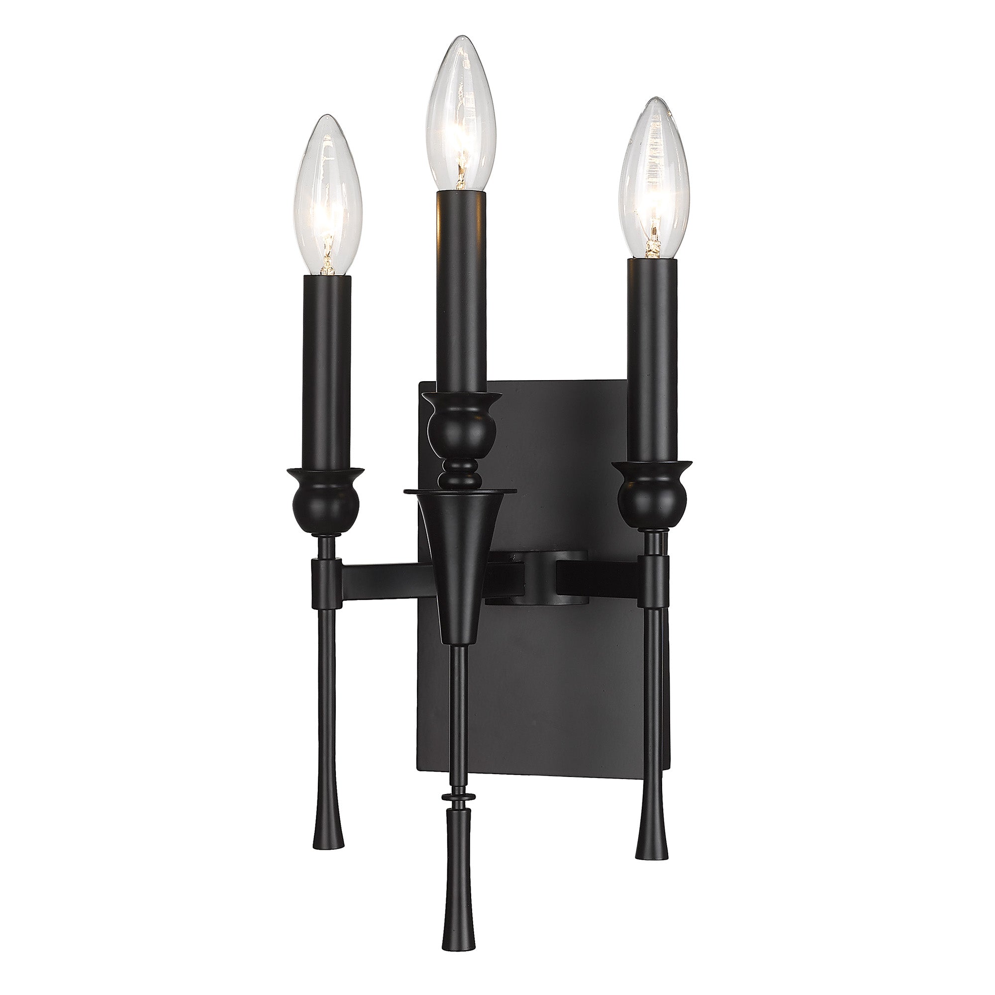 Golden Lighting Landon 3-light Wall Sconce in Matte Black - - Golden Lighting