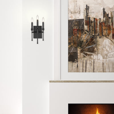 Golden Lighting Landon 3-light Wall Sconce in Matte Black - - Golden Lighting