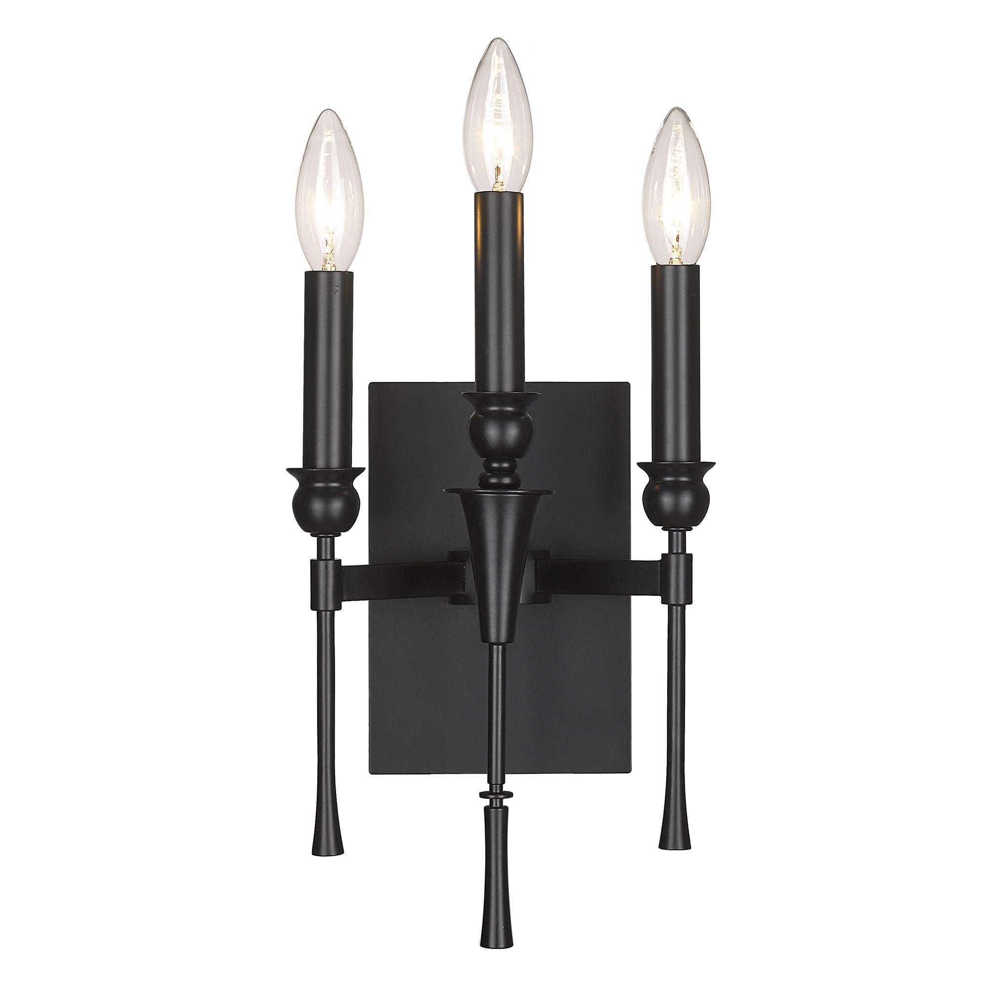 Landon 3 Light Wall Sconce in Matte Black - - Golden Lighting