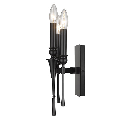 Landon 3 Light Wall Sconce in Matte Black - Matte Black / No Shade / NA - Golden Lighting