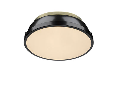 Yep by Golden Lighting Duncan 2-light Flush Mount in Aged Brass and Black shade - - Golden Lighting