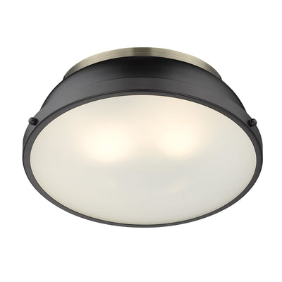 Yep by Golden Lighting Duncan 2-light Flush Mount in Aged Brass and Matte Black shade - - Golden Lighting