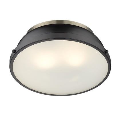 Yep by Golden Lighting Duncan 2-light Flush Mount in Aged Brass and Matte Black shade - - Golden Lighting