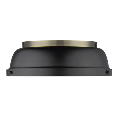 Yep by Golden Lighting Duncan 2-light Flush Mount in Aged Brass and Matte Black shade - - Golden Lighting