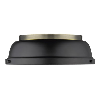 Yep by Golden Lighting Duncan 2-light Flush Mount in Aged Brass and Matte Black shade - - Golden Lighting