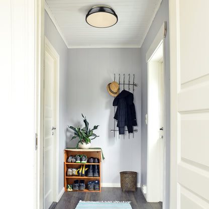 Yep by Golden Lighting Duncan 2-light Flush Mount in Aged Brass and Black shade - - Golden Lighting