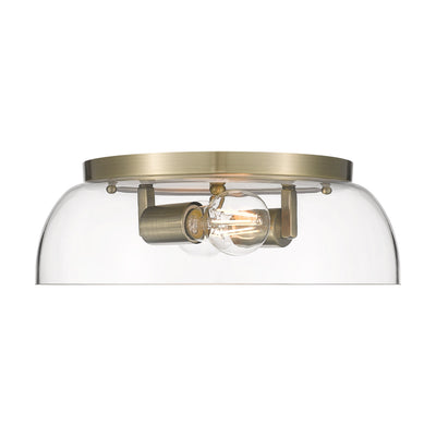 Yep by Golden Lighting Duncan 2-light Flush Mount in Aged Brass and Clear Glass - - Golden Lighting