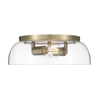 Yep by Golden Lighting Duncan 2-light Flush Mount in Aged Brass and Clear Glass - - Golden Lighting
