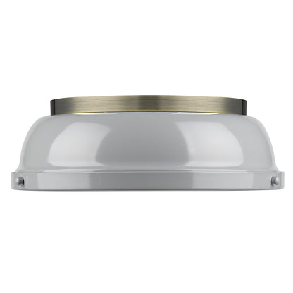 Yep by Golden Lighting Duncan 2-light Flush Mount in Aged Brass and Gray shade - - Golden Lighting