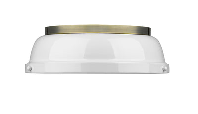Yep by Golden Lighting Duncan 2-light Flush Mount in Aged Brass and White shade - - Golden Lighting