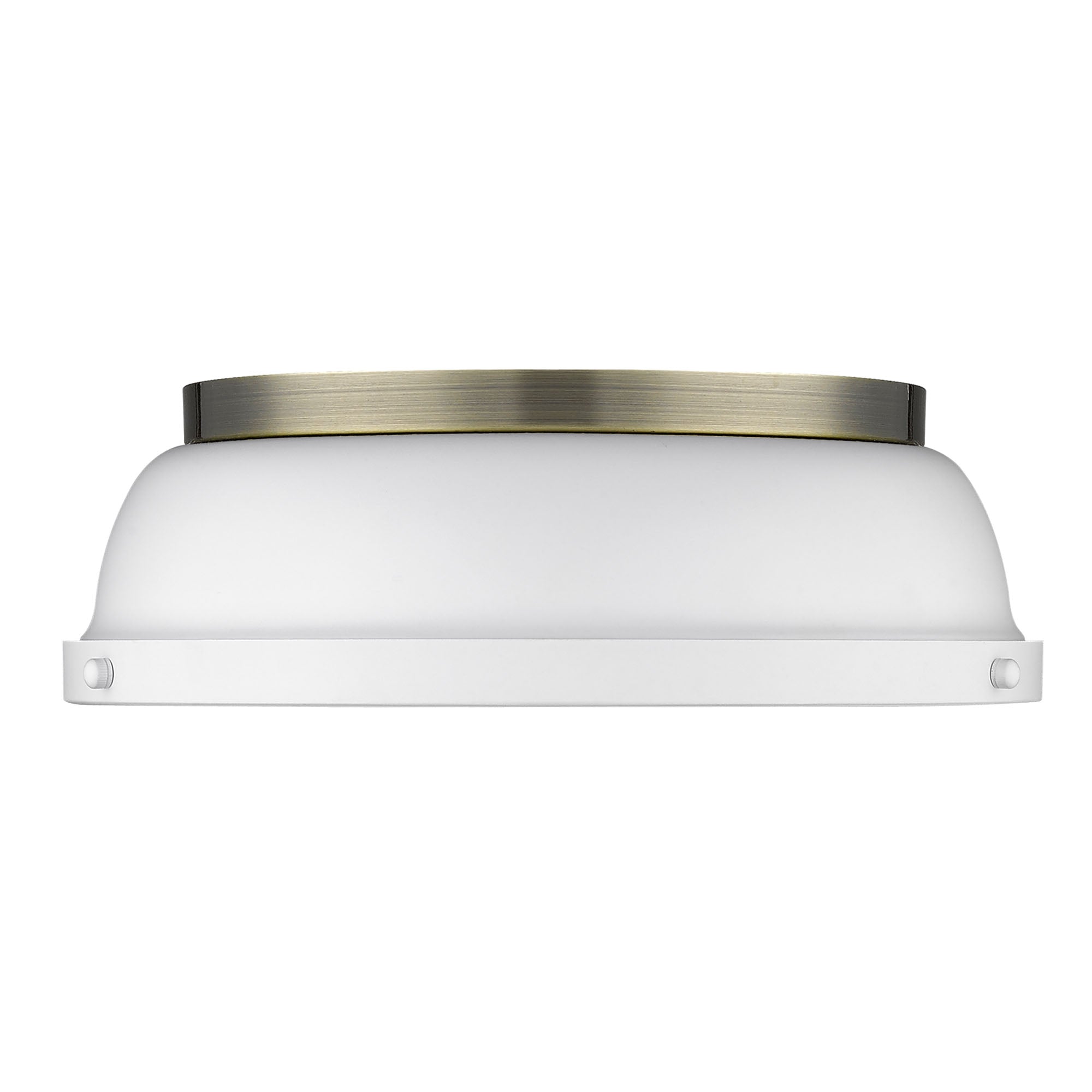 Yep by Golden Lighting Duncan 2-light Flush Mount in Aged Brass and Matte White shade - - Golden Lighting