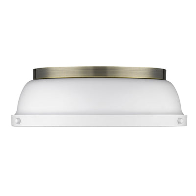Yep by Golden Lighting Duncan 2-light Flush Mount in Aged Brass and Matte White shade - - Golden Lighting