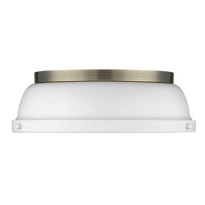 Yep by Golden Lighting Duncan 2-light Flush Mount in Aged Brass and Matte White shade - - Golden Lighting