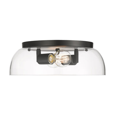Yep by Golden Lighting Duncan 2-light Flush Mount in Matte Black and Clear Glass - - Golden Lighting