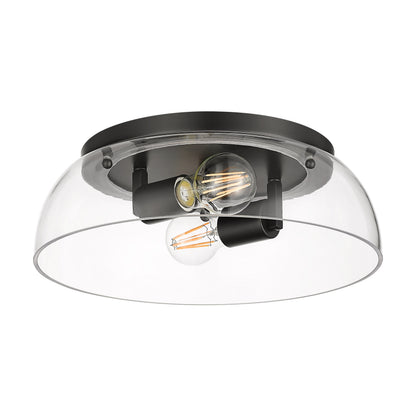 Yep by Golden Lighting Duncan 2-light Flush Mount in Matte Black and Clear Glass - - Golden Lighting