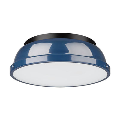 Yep by Golden Lighting Duncan 2-light Flush Mount in Matte Black and Navy Blue shade - - Golden Lighting