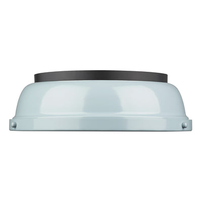 Yep by Golden Lighting Duncan 2-light Flush Mount in Matte Black and Seafoam shade - - Golden Lighting