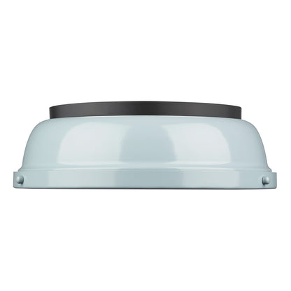 Yep by Golden Lighting Duncan 2-light Flush Mount in Matte Black and Seafoam shade - - Golden Lighting