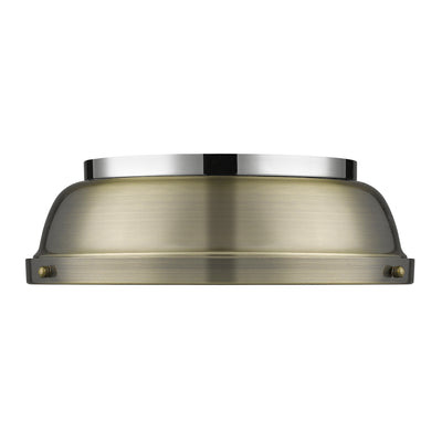 Yep by Golden Lighting Duncan 2-light Flush Mount in Chrome and Aged Brass shade - - Golden Lighting