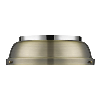 Yep by Golden Lighting Duncan 2-light Flush Mount in Chrome and Aged Brass shade - - Golden Lighting