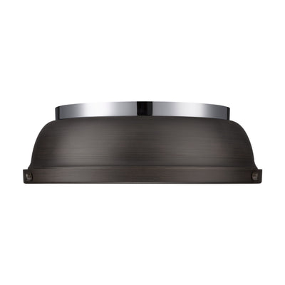 Yep by Golden Lighting Duncan 2-light Flush Mount in Chrome and Rubbed Bronze shade - - Golden Lighting