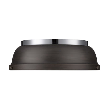 Yep by Golden Lighting Duncan 2-light Flush Mount in Chrome and Rubbed Bronze shade - - Golden Lighting