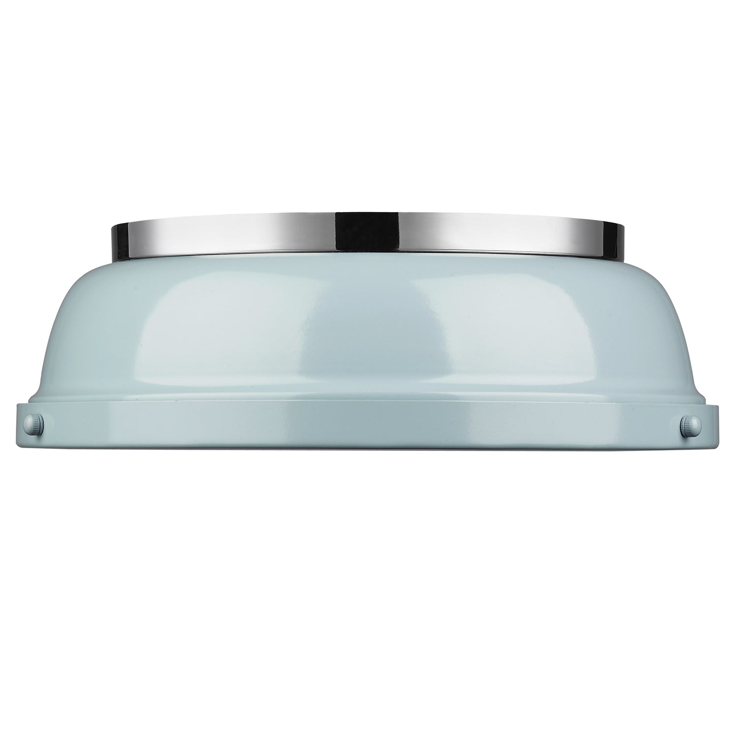 Yep by Golden Lighting Duncan 2-light Flush Mount in Chrome and Seafoam shade - - Golden Lighting