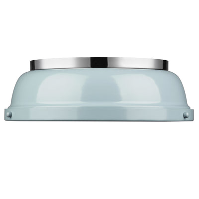 Yep by Golden Lighting Duncan 2-light Flush Mount in Chrome and Seafoam shade - - Golden Lighting