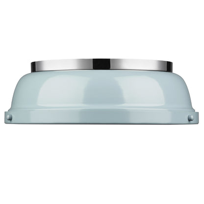 Yep by Golden Lighting Duncan 2-light Flush Mount in Chrome and Seafoam shade - - Golden Lighting