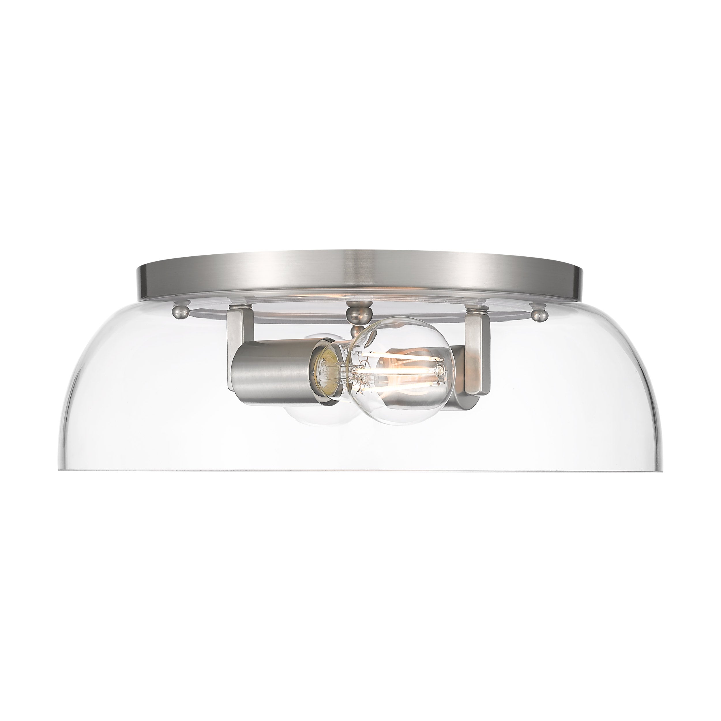 Yep by Golden Lighting Duncan 2-light Flush Mount in Pewter and Clear Glass - - Golden Lighting