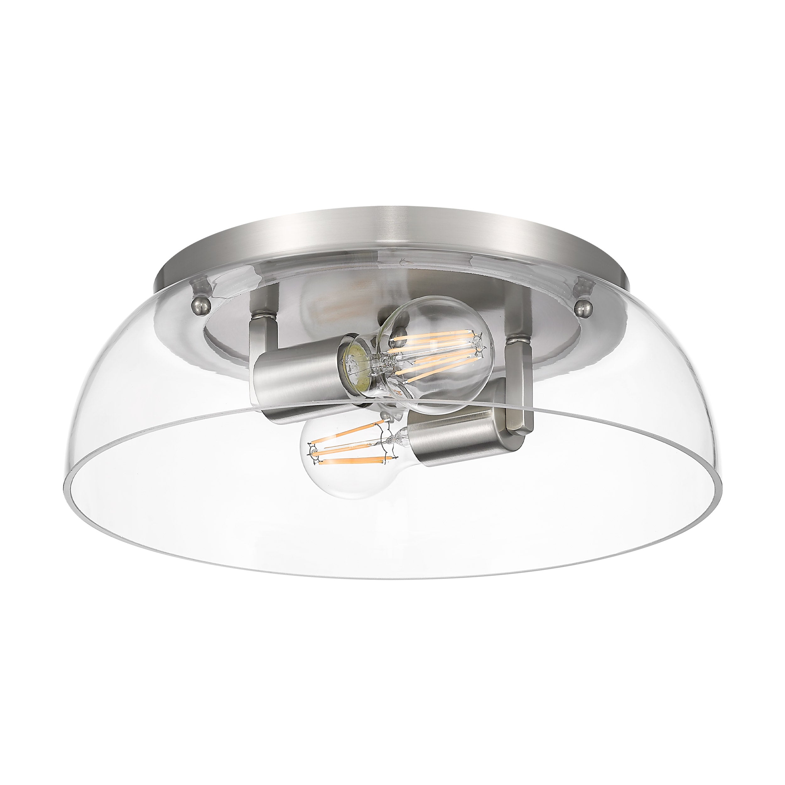 Yep by Golden Lighting Duncan 2-light Flush Mount in Pewter and Clear Glass - - Golden Lighting