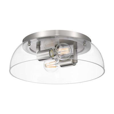 Yep by Golden Lighting Duncan 2-light Flush Mount in Pewter and Clear Glass - - Golden Lighting