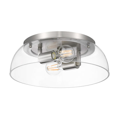 Yep by Golden Lighting Duncan 2-light Flush Mount in Pewter and Clear Glass - - Golden Lighting
