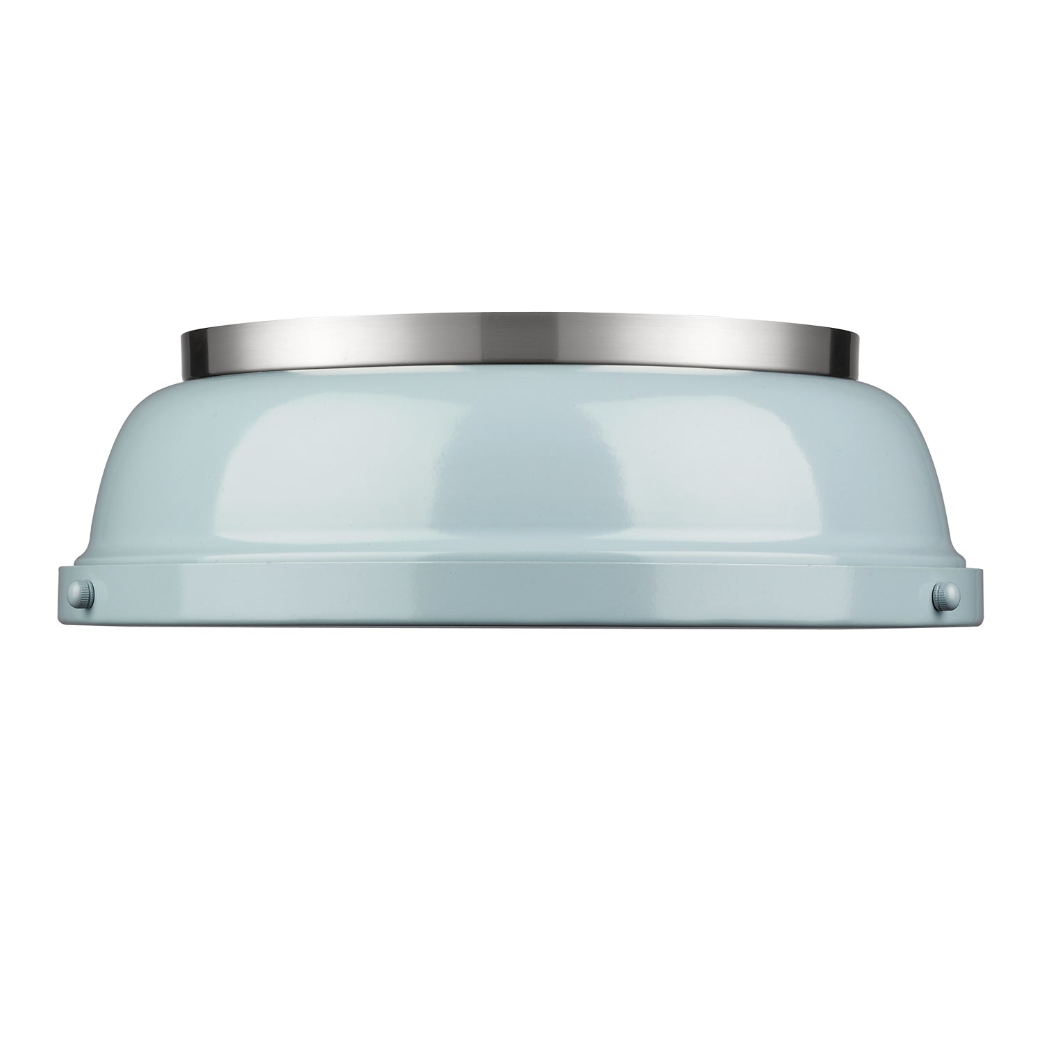 Yep by Golden Lighting Duncan 2-light Flush Mount in Pewter and Seafoam shade - - Golden Lighting