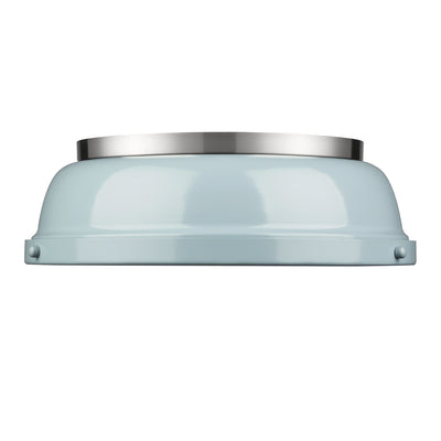 Yep by Golden Lighting Duncan 2-light Flush Mount in Pewter and Seafoam shade - - Golden Lighting